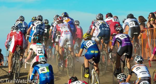 Elite Men take on the first hill