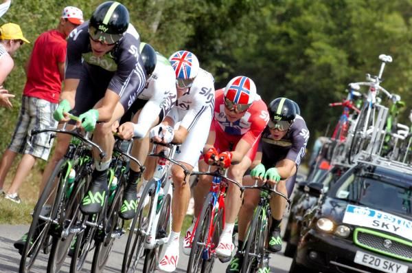 Team Sky at full speed