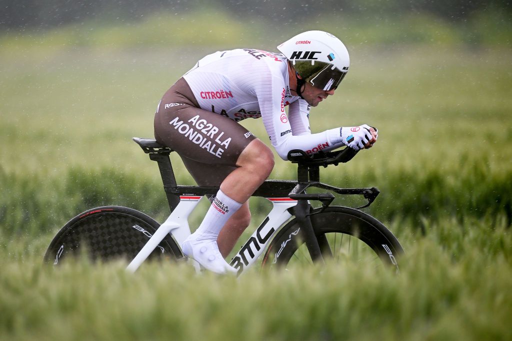 Riders competing in a individual time trial on stage 9 of the 2023 Giro d'Italia