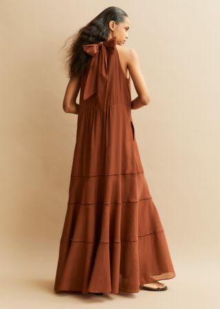 Cotton Voile Halterneck Full-Length Dress