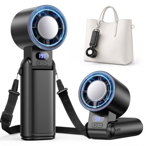 Deyhoc Handheld Fan Rechargeable With Led Display &amp;amp; Clip, 1-199 Speed