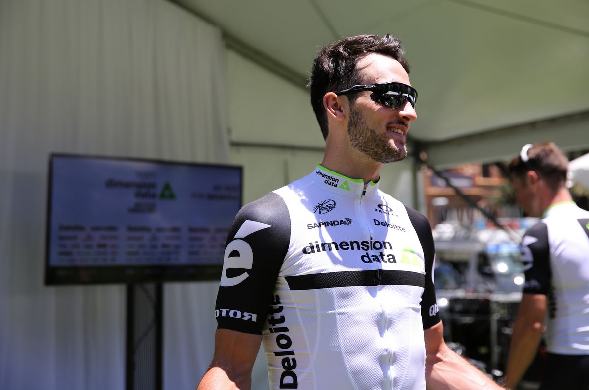 Nathan Haas models the Dimension Data kit