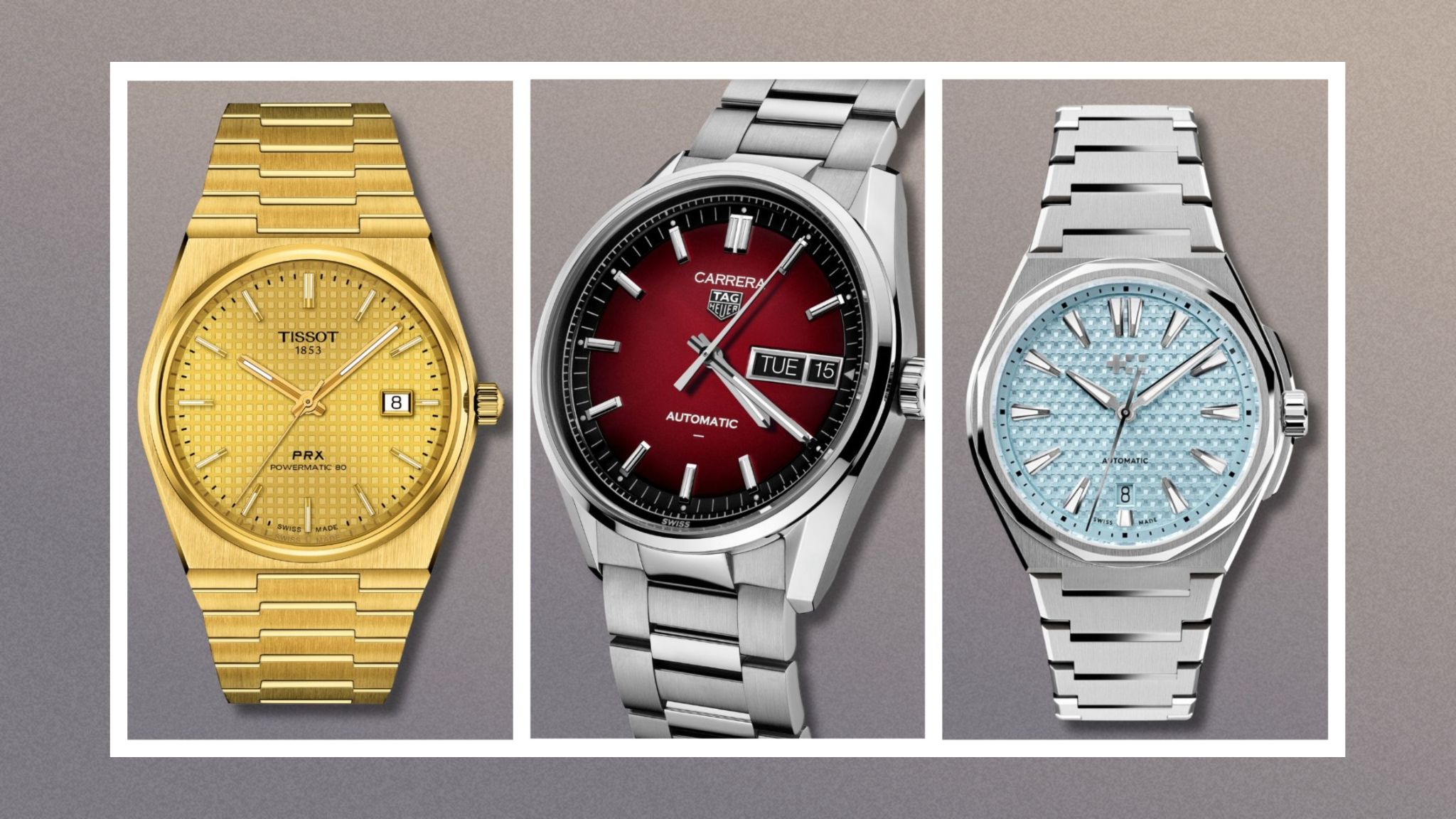 A selection of colourful watches