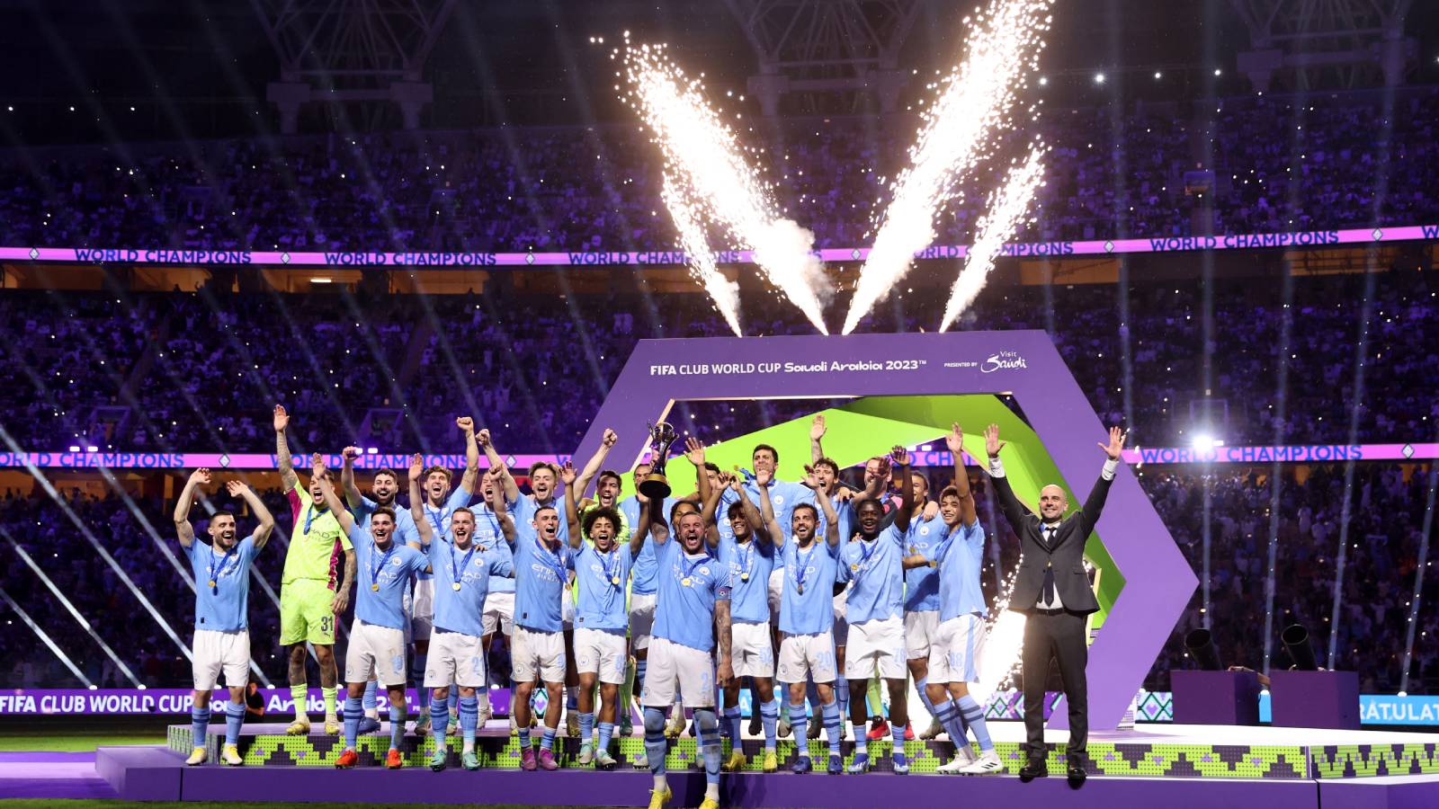 Manchester City celebrating its win in the FIFA Club World Cup 2023.