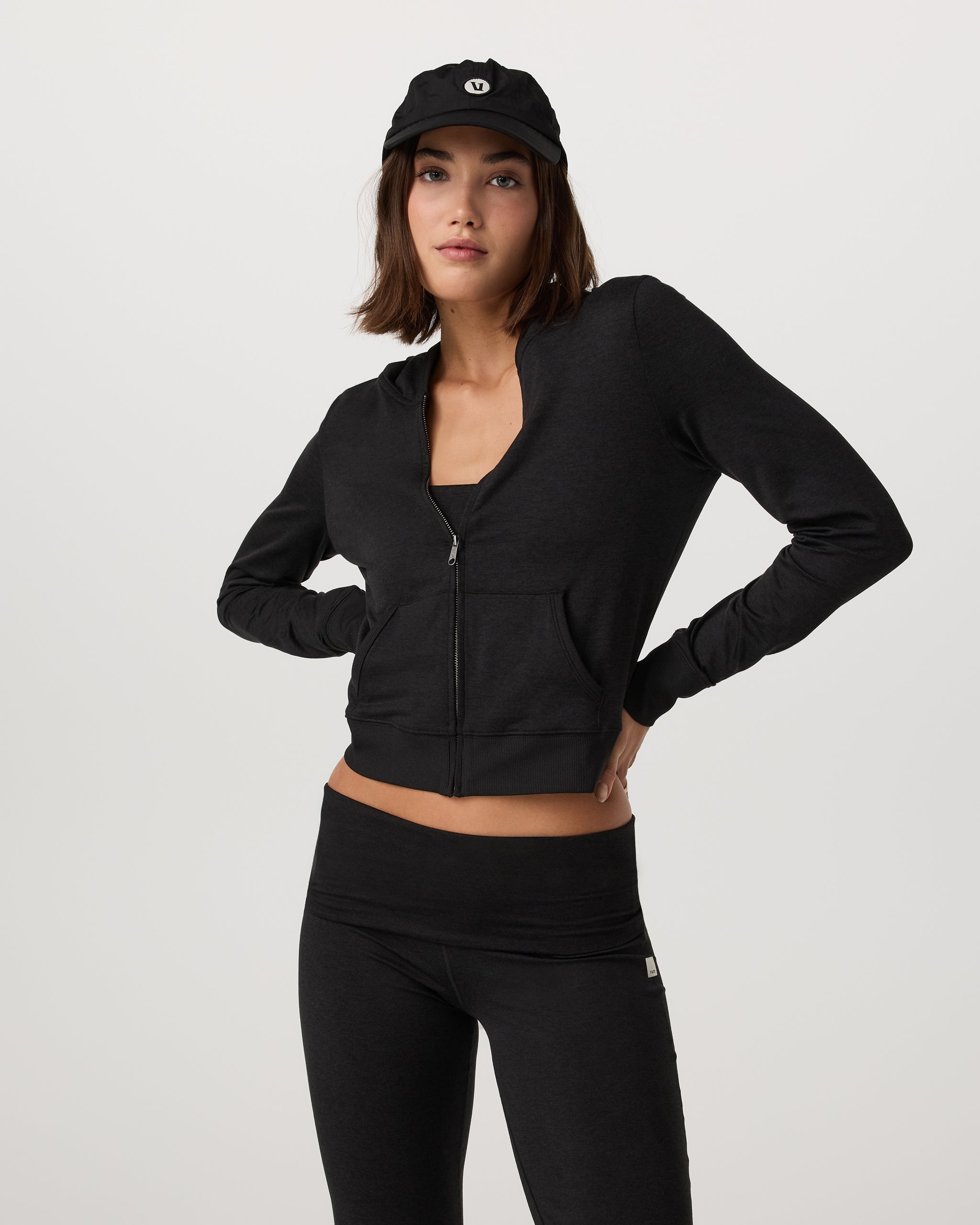 Halo Mini Full Zip Hoodie - Black Heather - Xxs