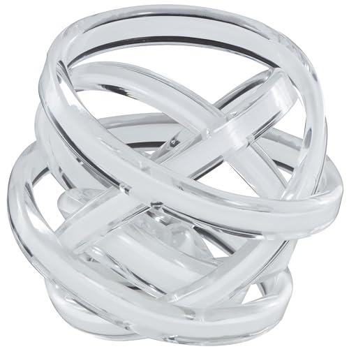 Deco 79 Glass Knot Decorative Sculpture Twisted Home Decor Statue, Accent Figurine 7" X 7" X 7", White