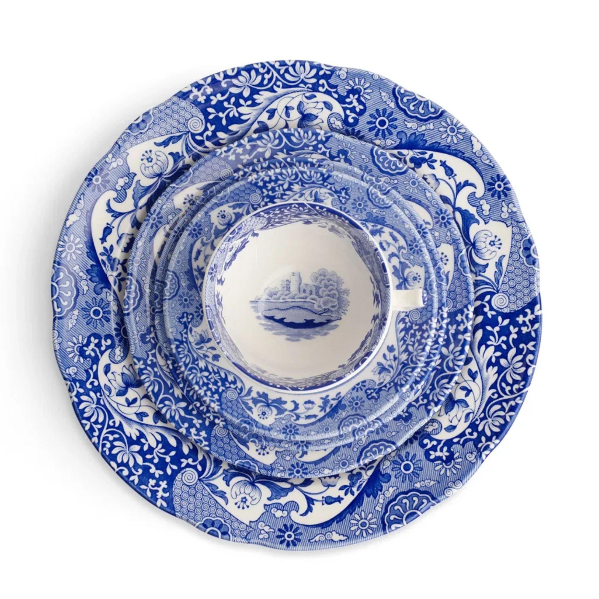 Blue and white toile dining set