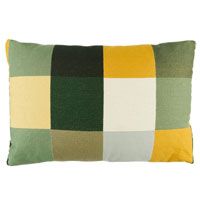 Yellow, green and white tiled cushion