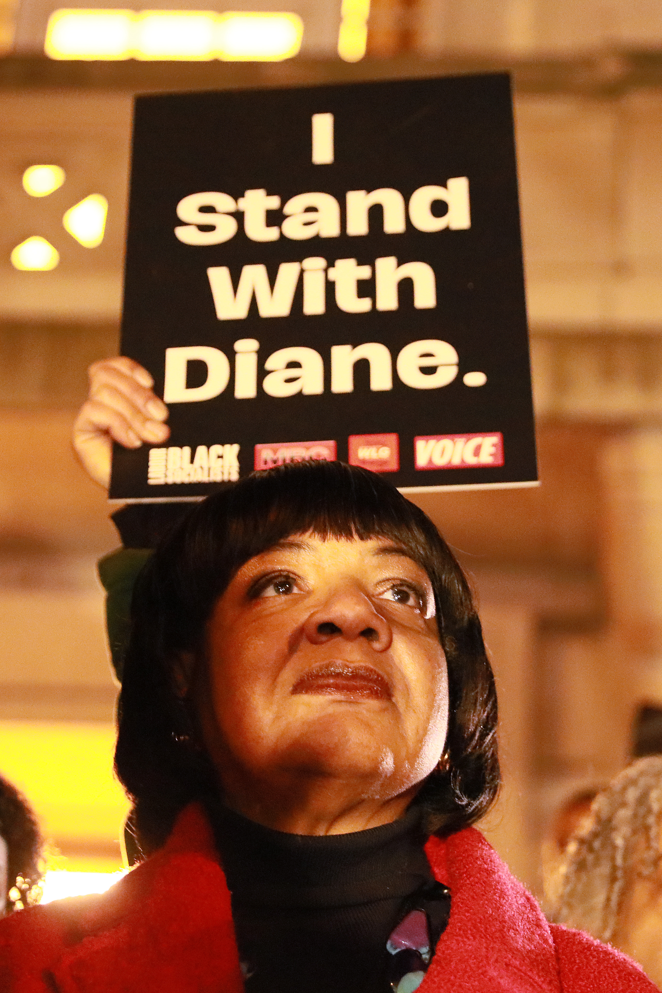 Diane Abbott, MP for Hackney North and Stoke Newington attends the 'Stand With Abbott Rally' on March 15, 2024 in London, England.