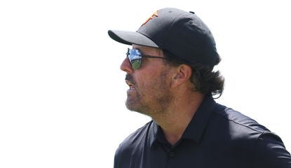 Mickelson stares down the fairway