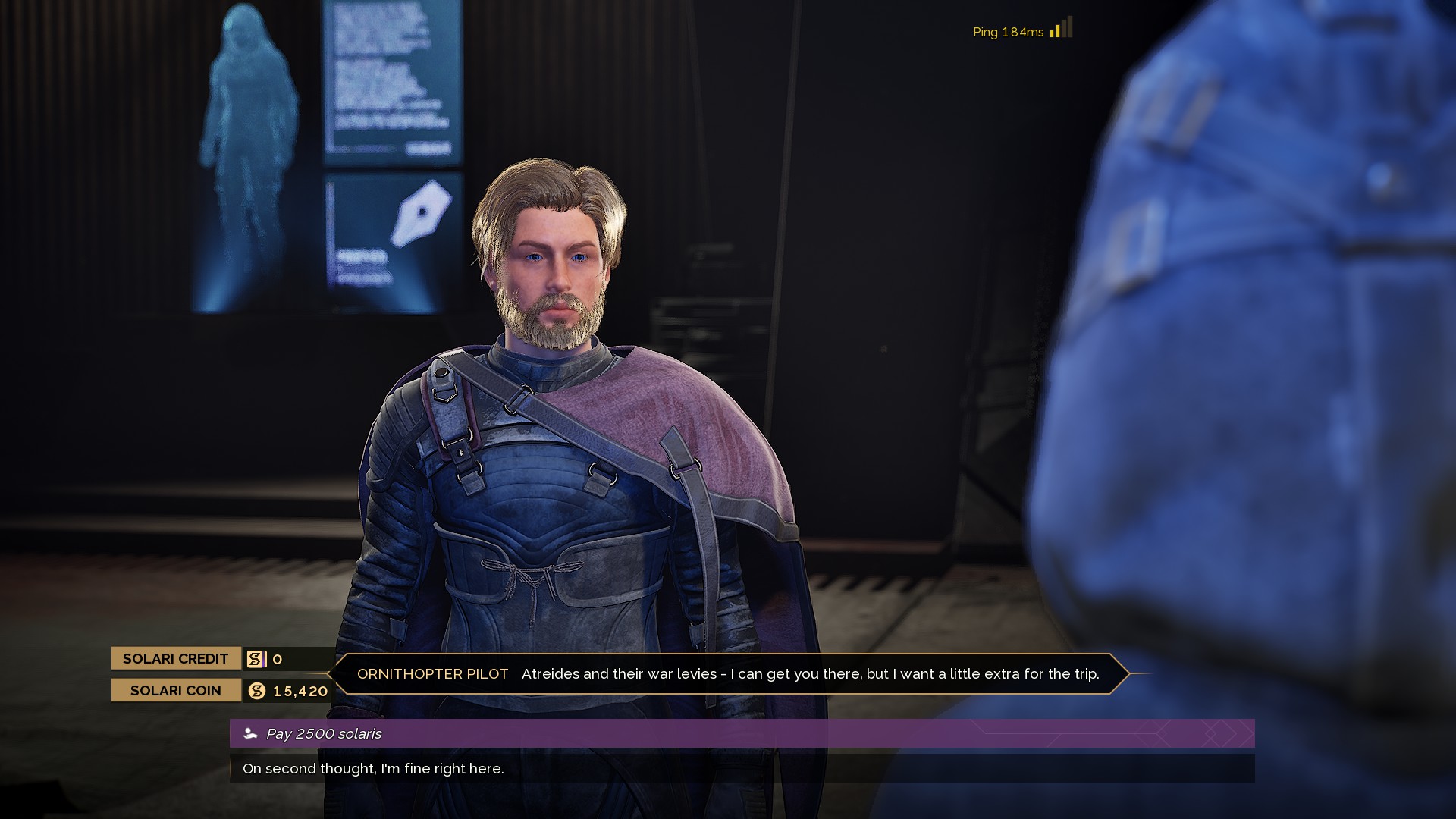 A pilot offers to taxi a player to Arrakeen in Dune Awakening