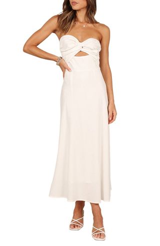 Rosetta Cutout Cotton & Linen Strapless Dress