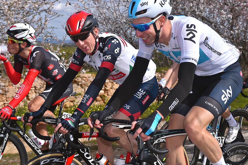Daniel Martin (UAE Team Emirates) and Lukasz Wisniowski (Team Sky)