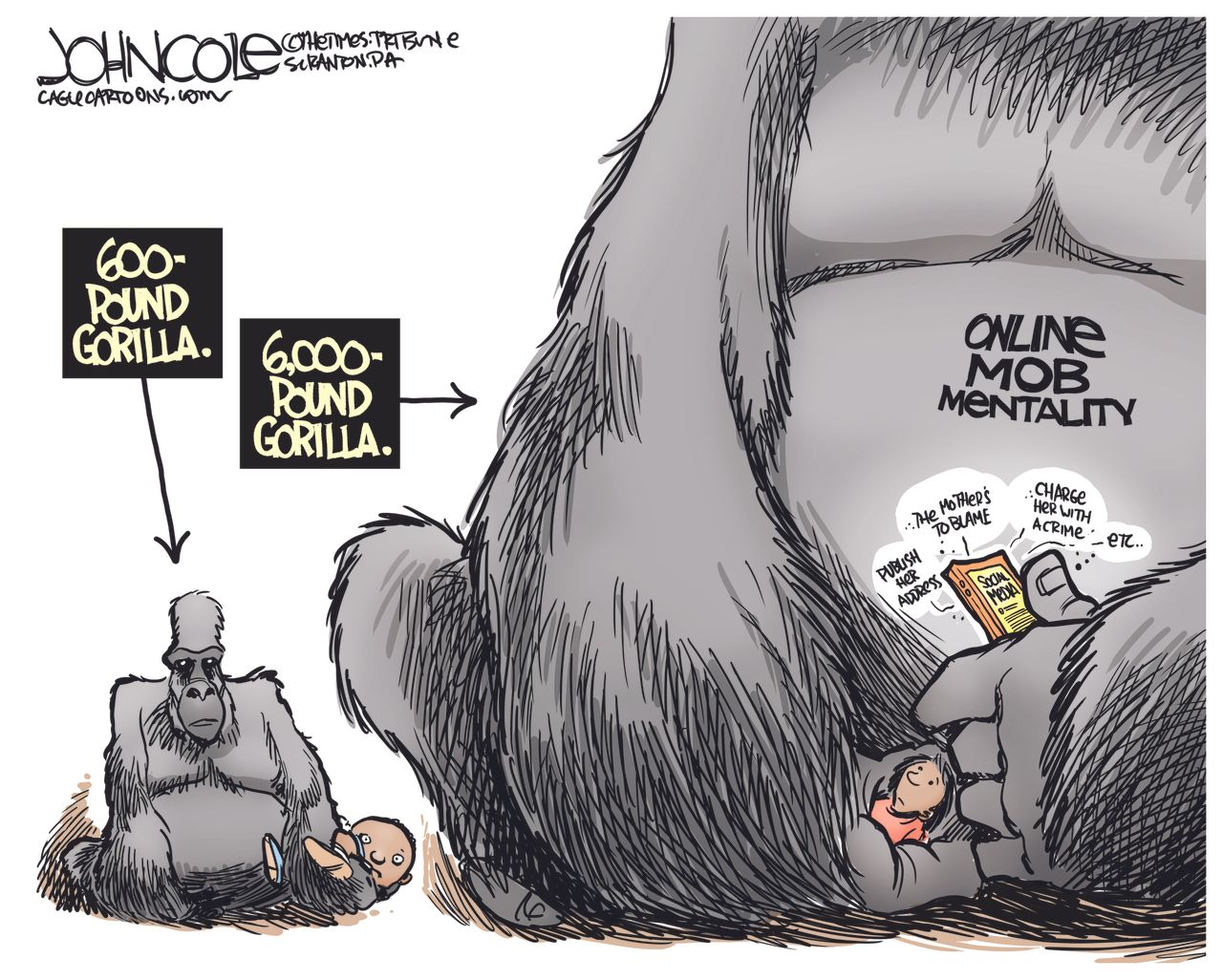 Editorial Cartoon U.S. Social Media Mentality 2016