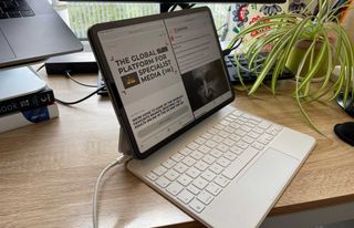 Magic Keyboard for iPad Pro and iPad Air on wooden table