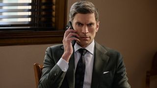 Wes Bentley as Jamie Dutton holding a phone up to his ear in Yellowstone Season 5B.