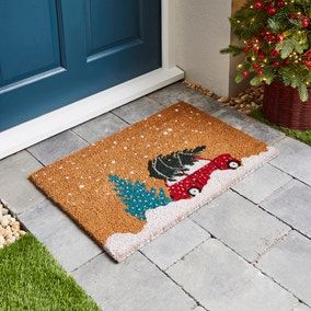 Christmas Car Coir Doormat