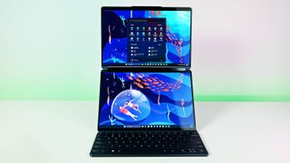 Lenovo Yoga Book 9i with both displays stacked on top of each other