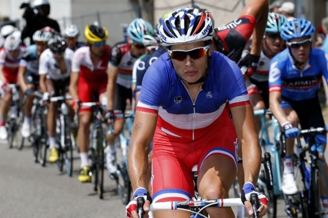 Arthur Vichot (FDJ) flies the French colours in the stage 14 breakaway