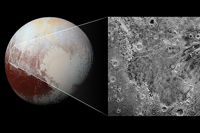 Pluto with closeup