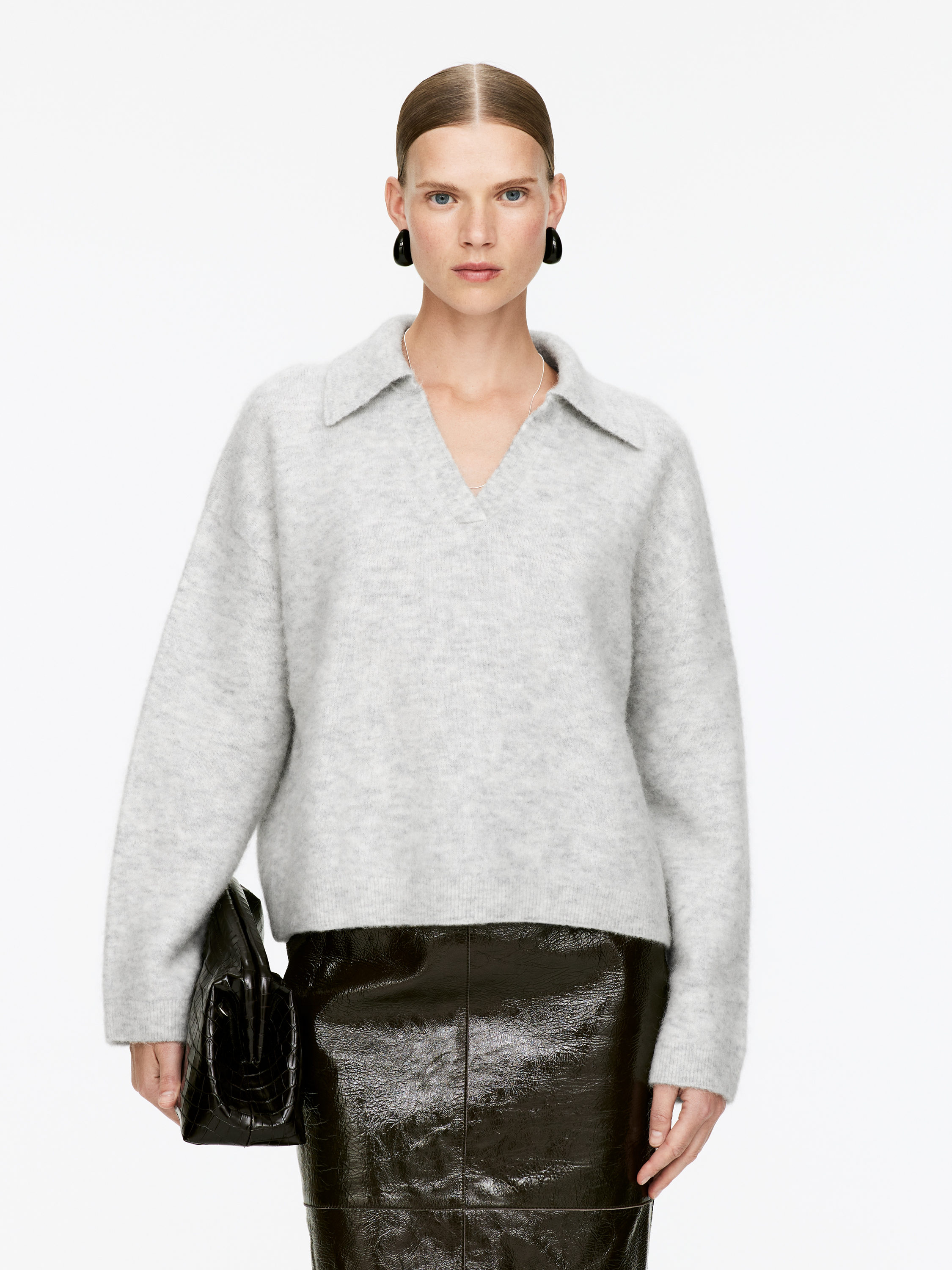 Alpaca-Wool Blend Jumper &amp;ndash; Grey Melange &amp;ndash; Women &amp;ndash; Arket Gb