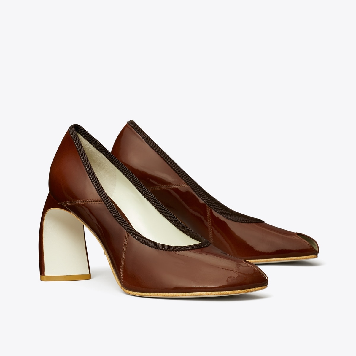 Peep-Toe Pump in Brown, Size 10.5