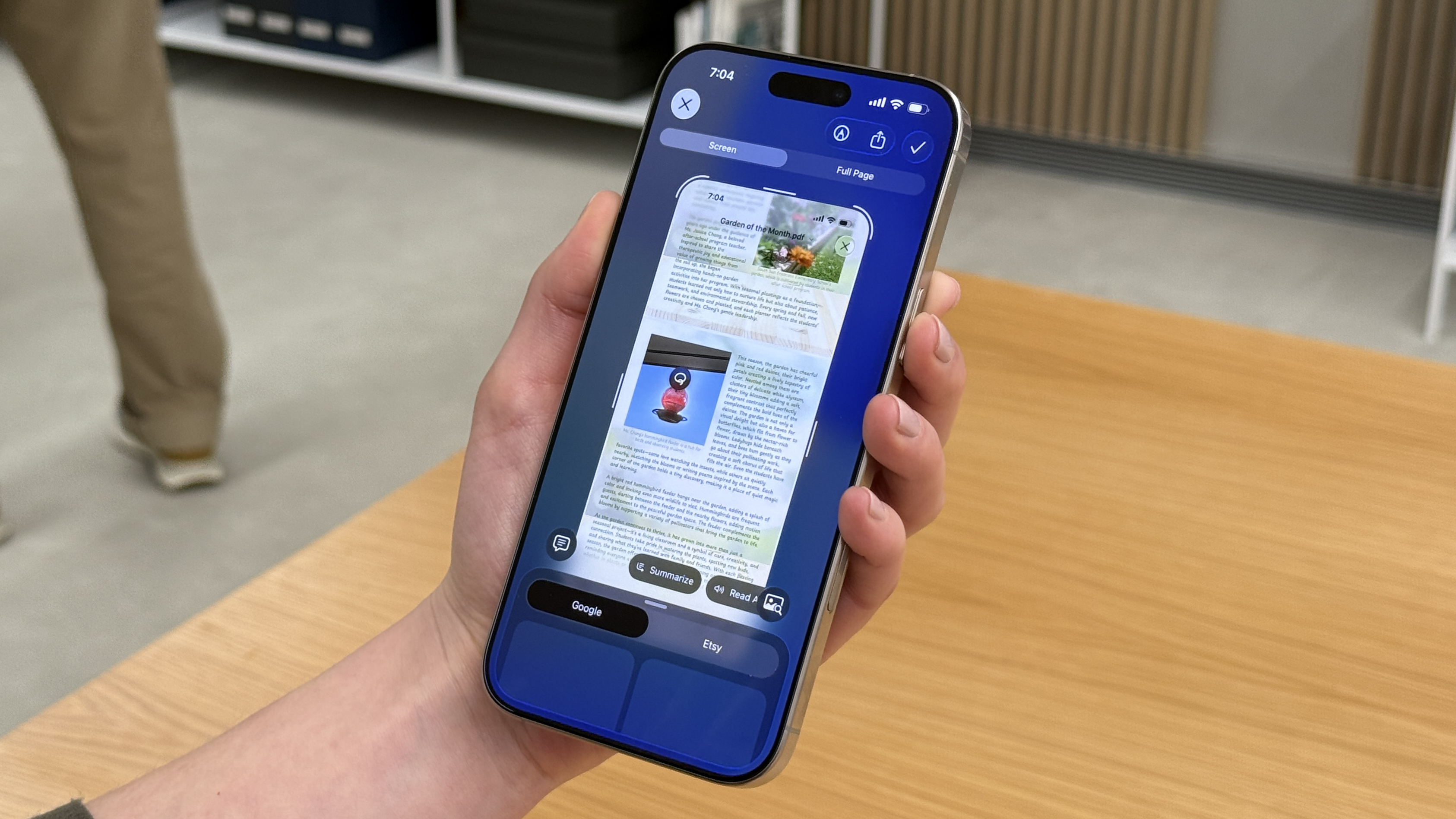 Visual Intelligence with a screenshot on an iPhone 16 Pro running iOS 26