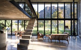 Double-height windows prioritise views towards the mountain range