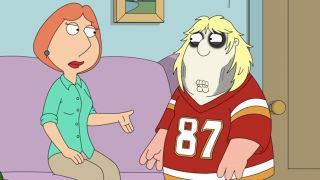 Lois talking to Chris as Zombie Travis Kelce in Family Guy: A Little Fright Music