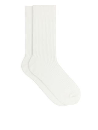 Supima Cotton Rib Socks - White - Arket Gb