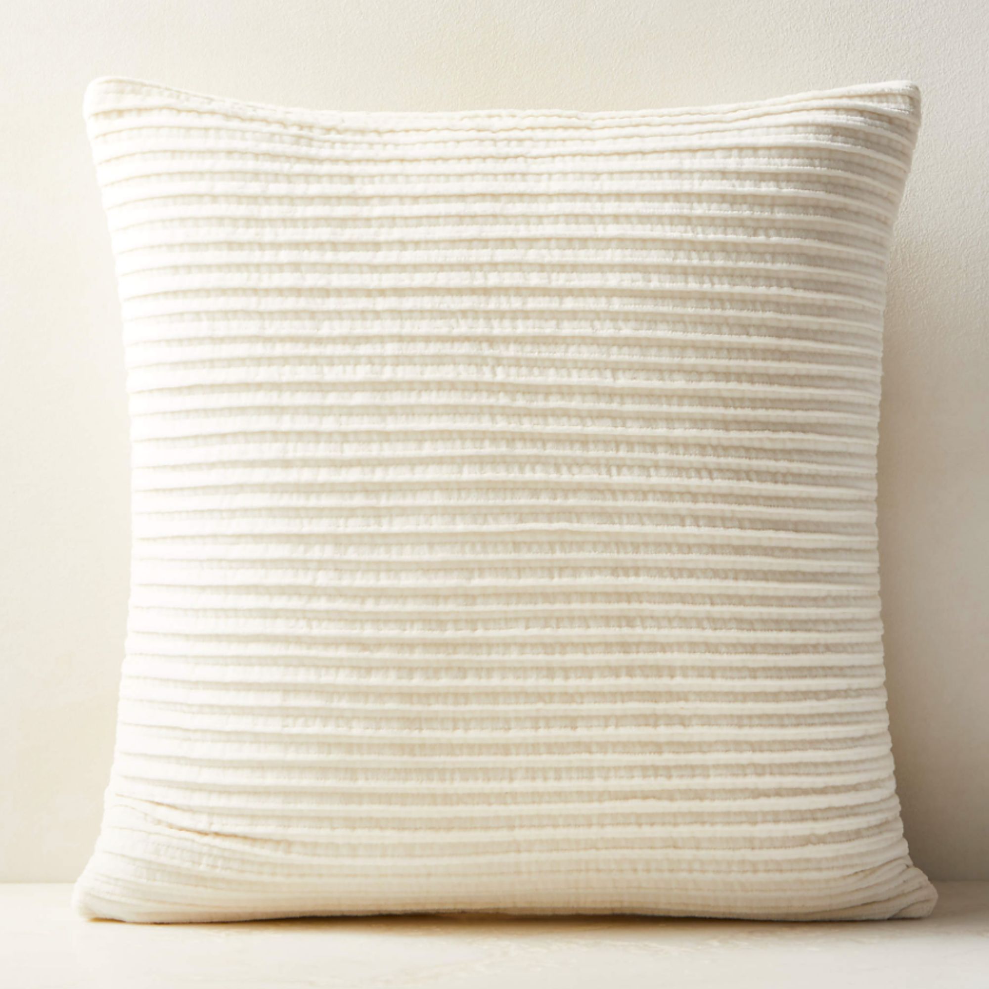 Paola Pleated Warm White Velvet Throw Pillow