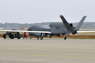 An RQ-4 Global Hawk from Andersen Air Force Base on temporary assignment to Misawa AB