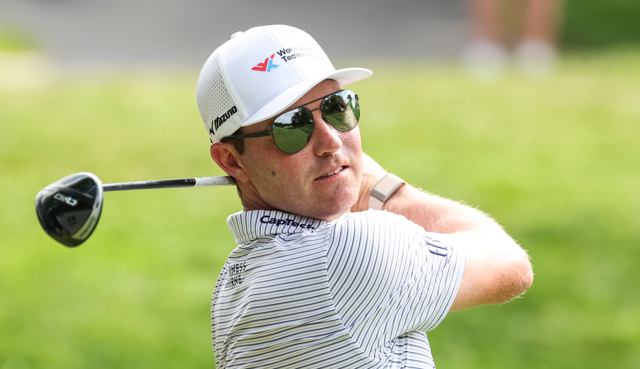 Ben Griffin hits a fairway wood