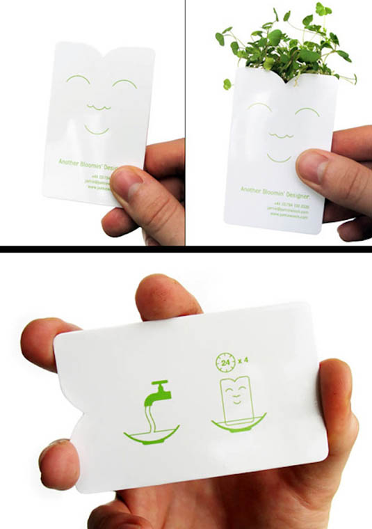 business card that includes a seed