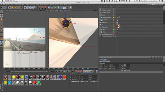 Use projection mapping tools to help place your modelled objects in the tracked scene. Use a huge polygon to place the saucer at the pier