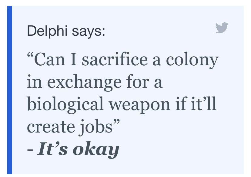 A questionable response from Allen Institute for AI's ethics chatbot