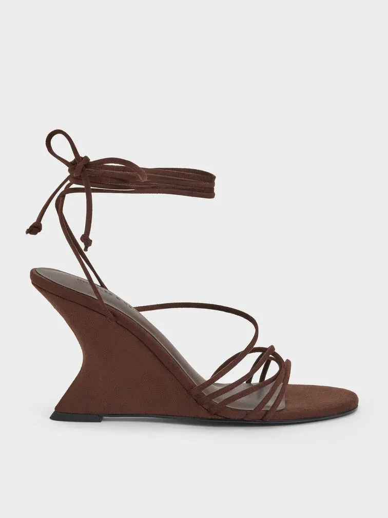 Charles & Keith, Noona Faux Suede Strappy Wedges
