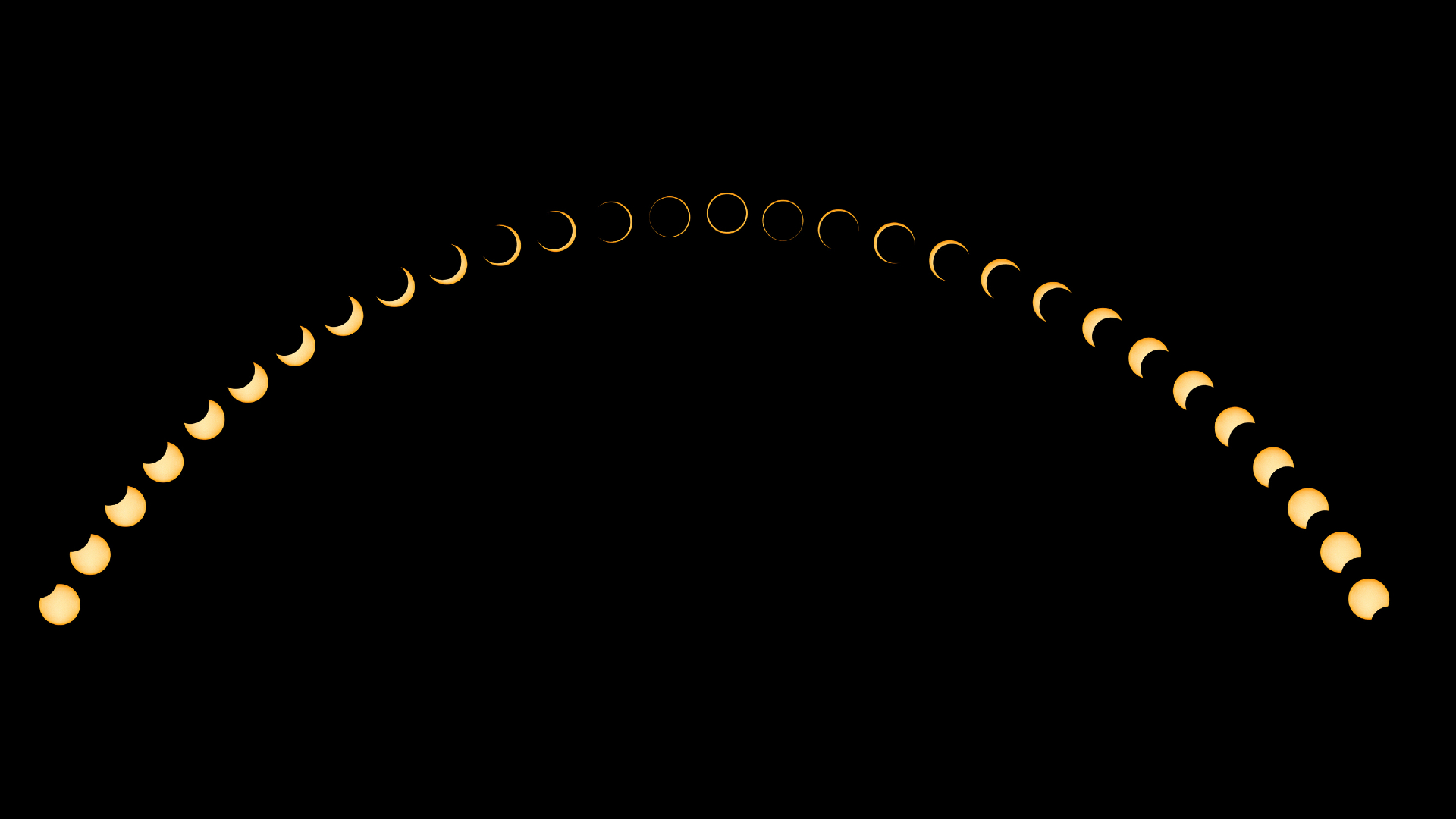 sequence of an annular solar eclipse sees the moon take a bigger and bigger bite out of the sun until a thin ring of light is visible.