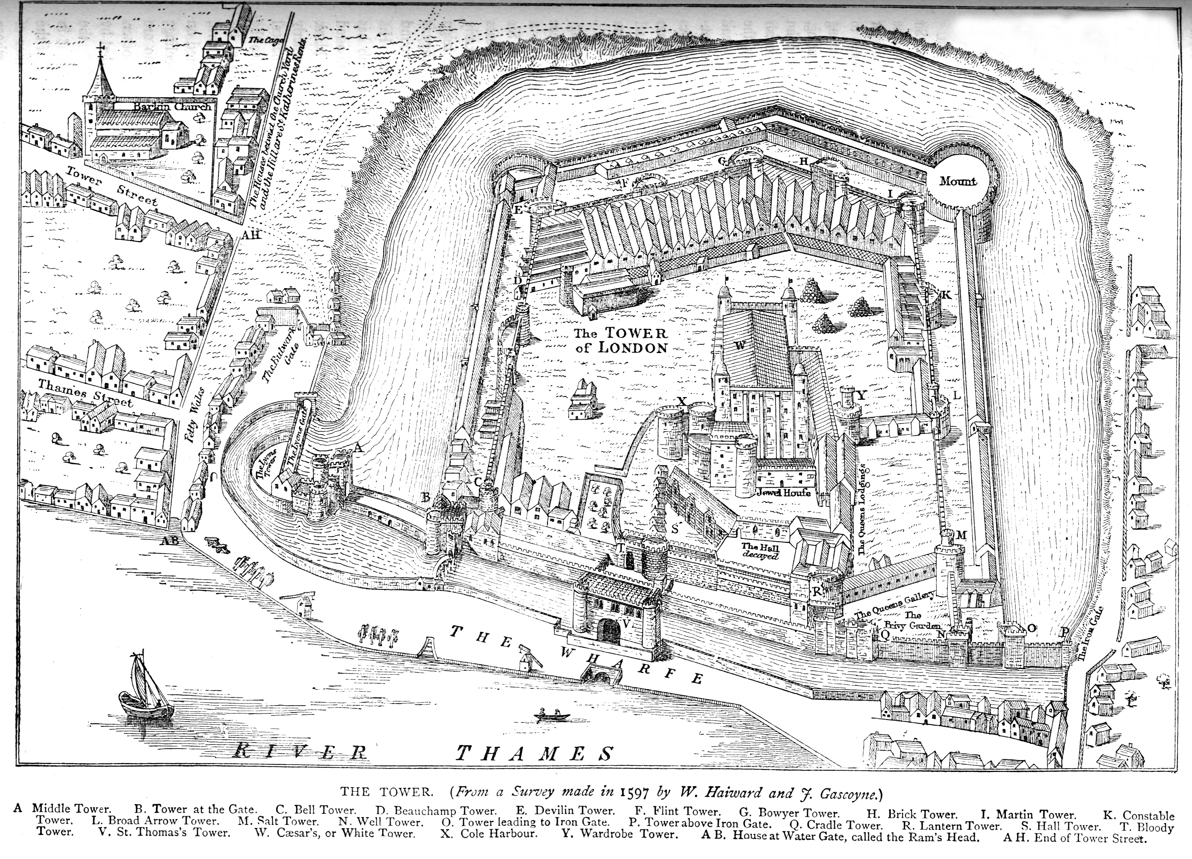 Map of the Tower Of London in 18th and 19th Century
