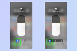 A screenshot showing how to activate noise cancellation on the AirPods Pro