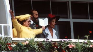 Queen Elizabeth II at Derby Racecourse watching the racing, 1989
