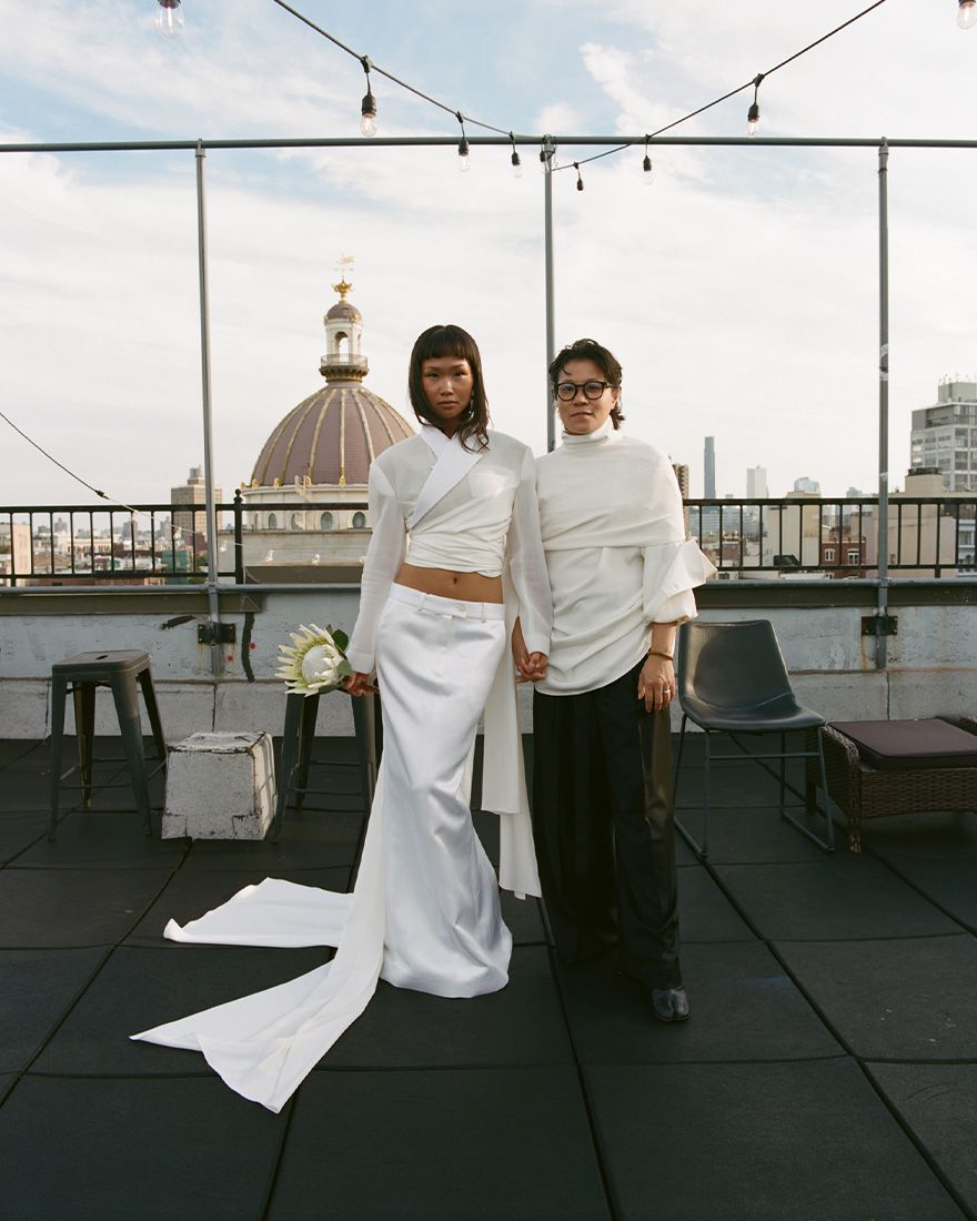 Trisha and Gui at their rooftop wedding ceremony.