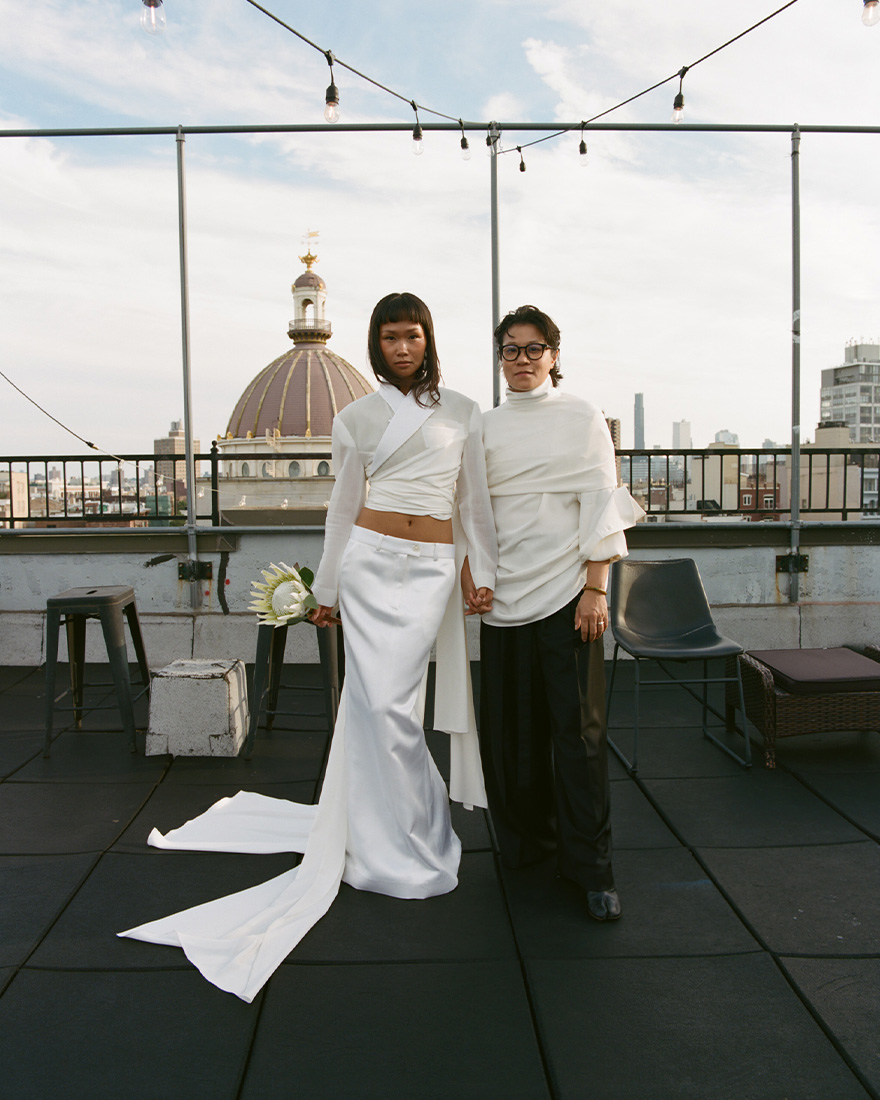 Trisha and Gui at their rooftop wedding ceremony.
