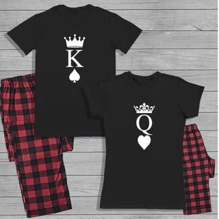 Two pairs of King of Spades & Queen of Hearts Matching His and Hers Pyjamas