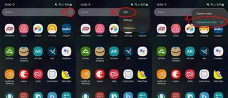 Samsung Galaxy S21 Fe Screenshot App Drawer Sort