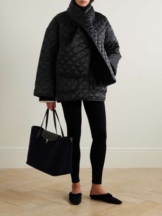 Naxos Scarf-Detailed Quilted Recycled-Shell Jacket