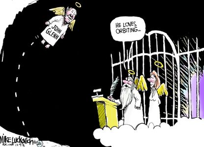 Editorial cartoon U.S. John Glenn death