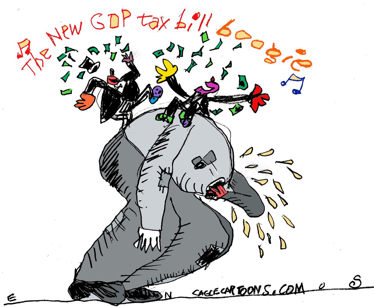 Political cartoon U.S. Tax cuts GOP