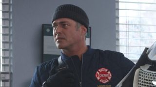 Severide looking at Stella in a falling car in Chicago Fire Season 12x10