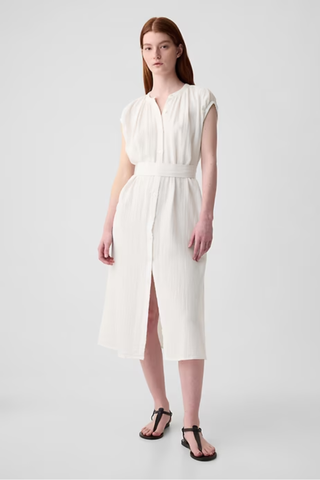 Crinkle Gauze Belted Midi Dress (Was $90) 